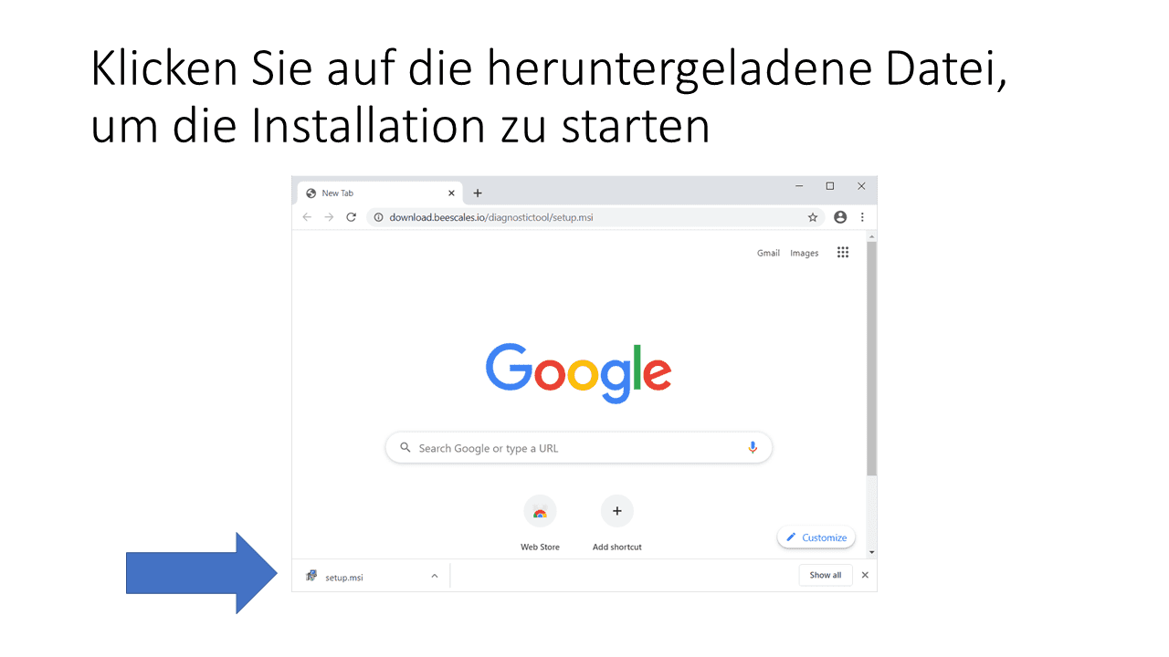 Klicken Sie auf die heruntergeladene Datei, um die Installation zu starten