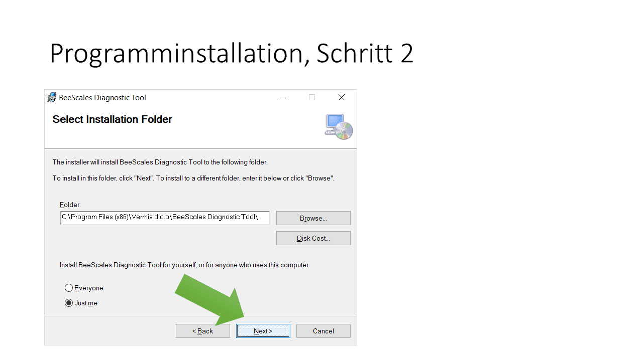 Programminstallation, Schritt 3